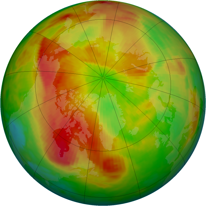 Arctic ozone map for 12 April 1992